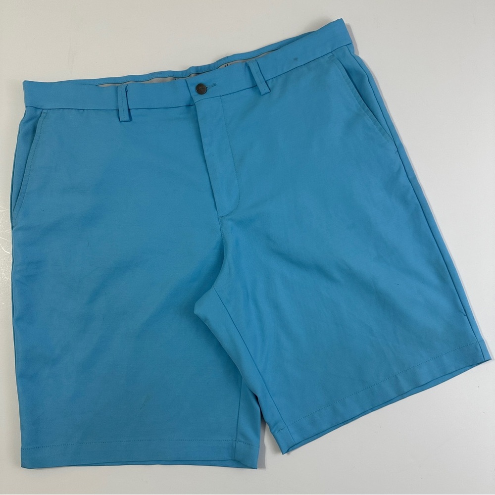 Callaway Chino Shorts Men Size 36 Blu Polyester Slash Pocket Flat Front Mid Rise